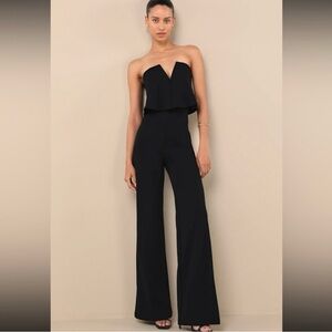 Lulu's Power of Love Black Strapless Jumpsuit